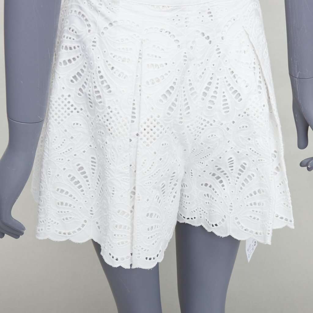 SELF-PORTRAIT Floral Anglais Shorts White Cotton Never worn, with tag - Back View