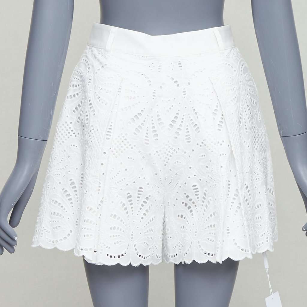 SELF-PORTRAIT Floral Anglais Shorts White Cotton Never worn, with tag - Box View
