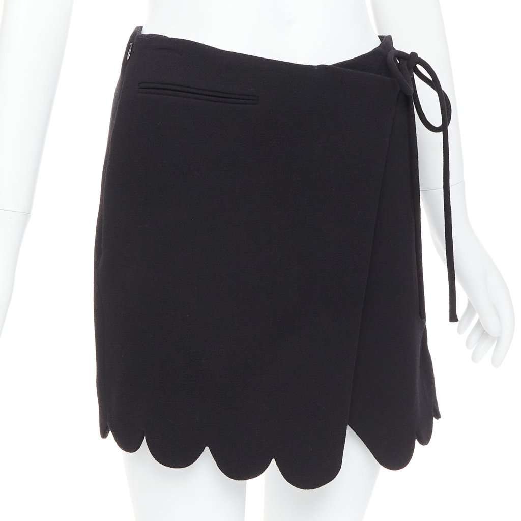Mach & Mach Bow Wrap Skirt Black Wool Very good condition - Inside View
