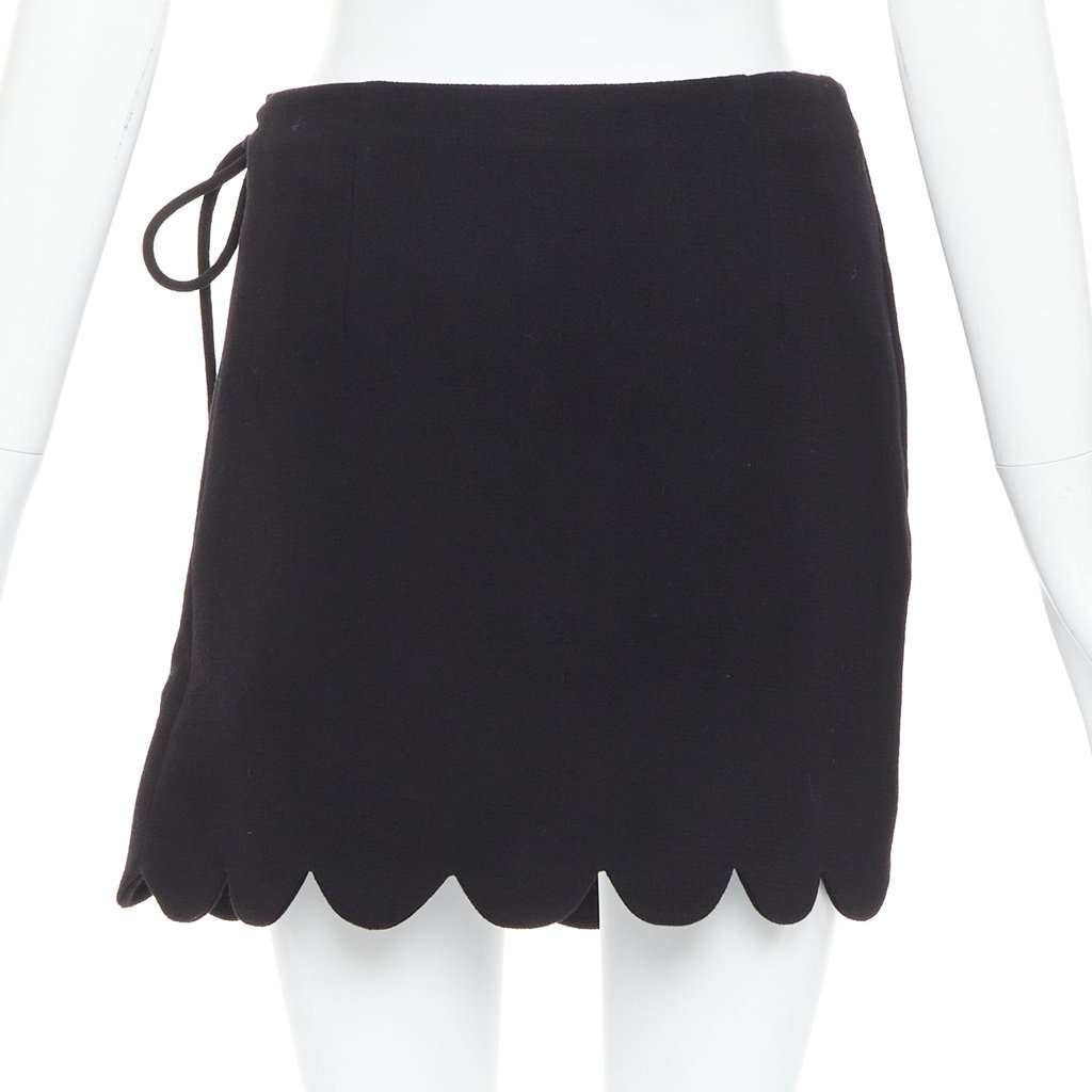Mach & Mach Bow Wrap Skirt Black Wool Very good condition - Box View
