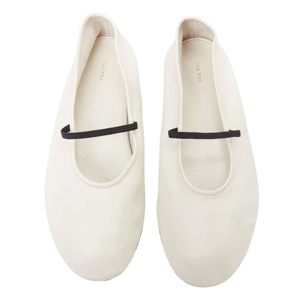 The Row Ecru Leather Ballet flats Beige Leather Good condition - Front View