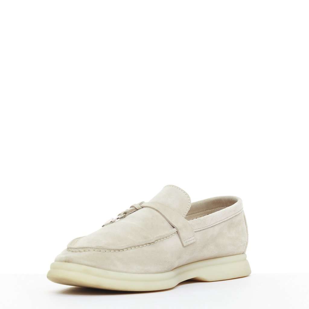 Loro Piana Summer Charms Walk Beige Suede Fair condition - Model View