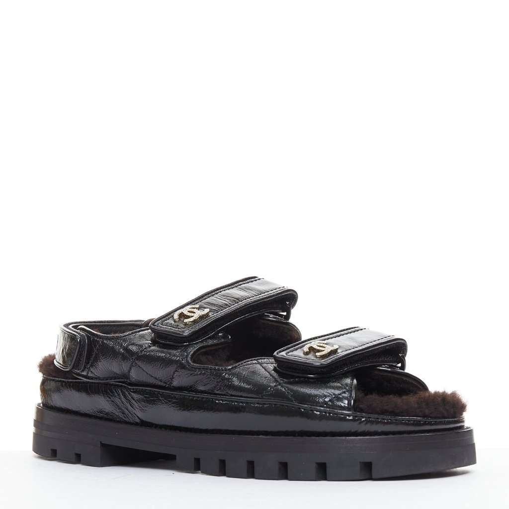 Chanel Black Leather Sandals Black Leather Very good condition - Back View