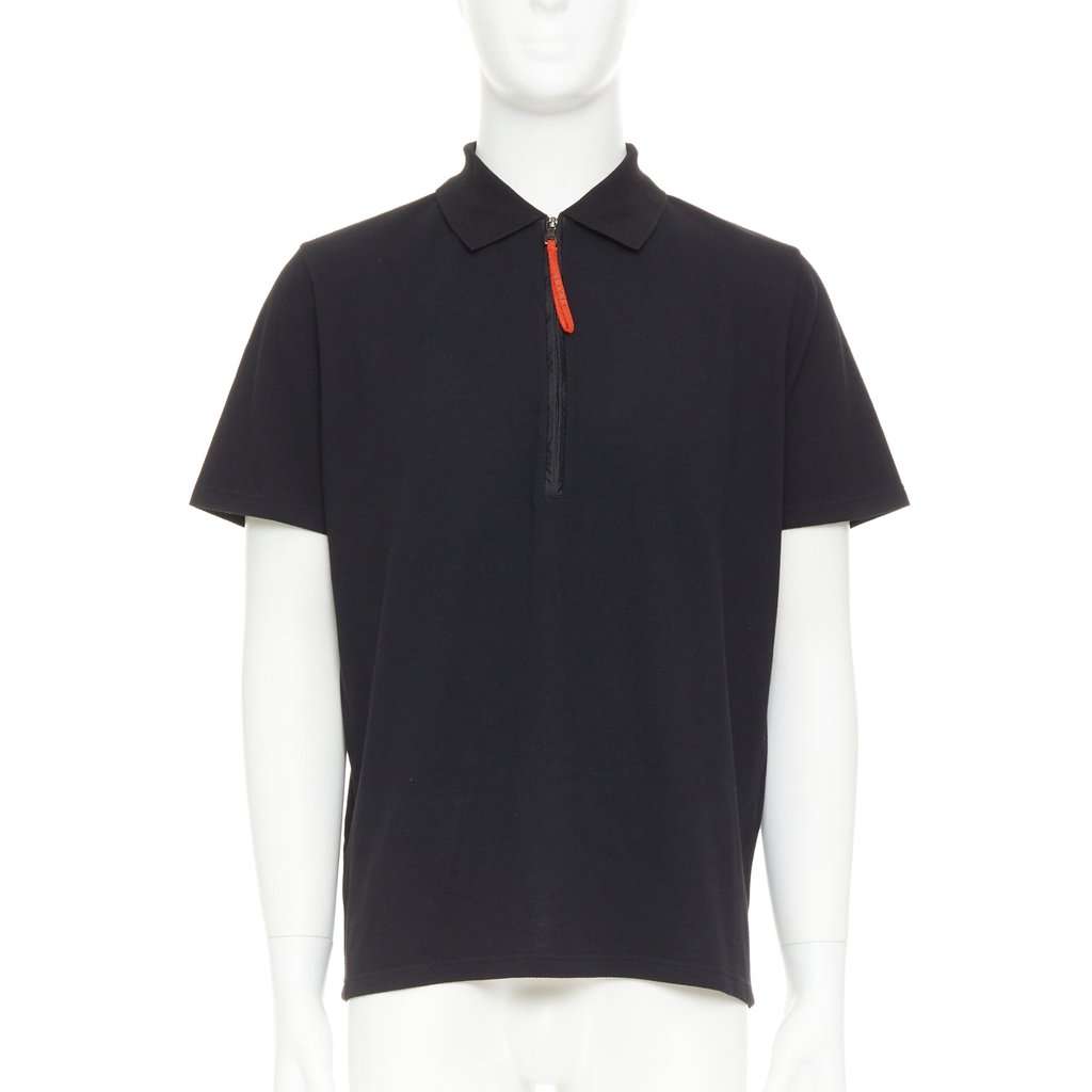 Prada Black Cotton Polo Shirt Black Cotton Very good condition - Front View