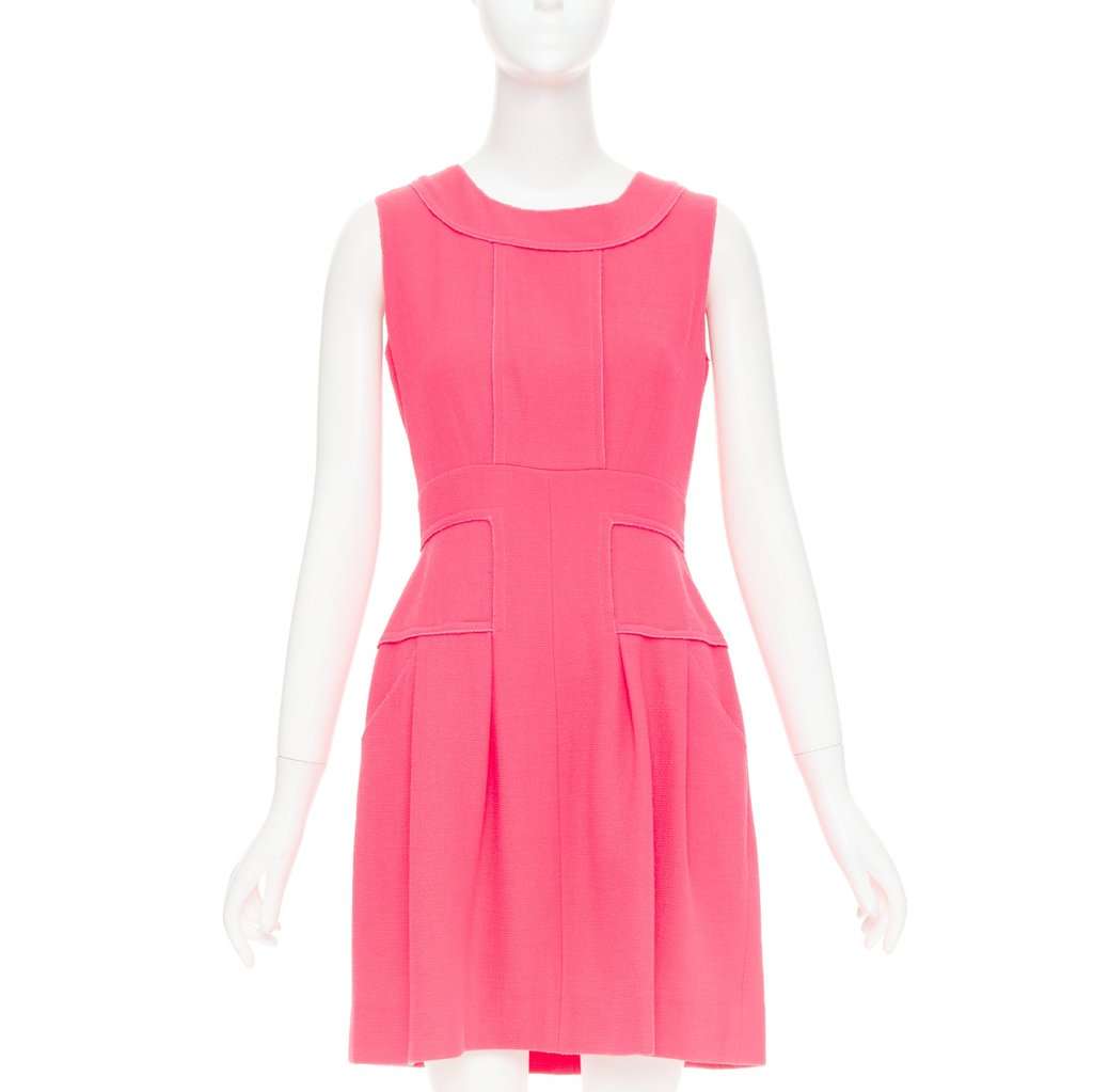 Oscar de la Renta Pink Wool Dress Pink Wool Very good condition - Front View