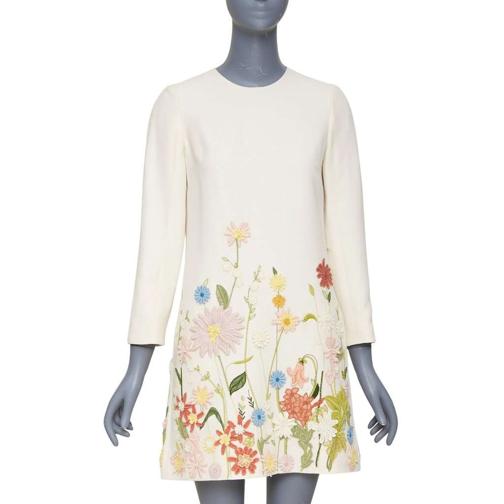 Valentino Ecru Wool Dress Beige Wool Very good condition - Front View