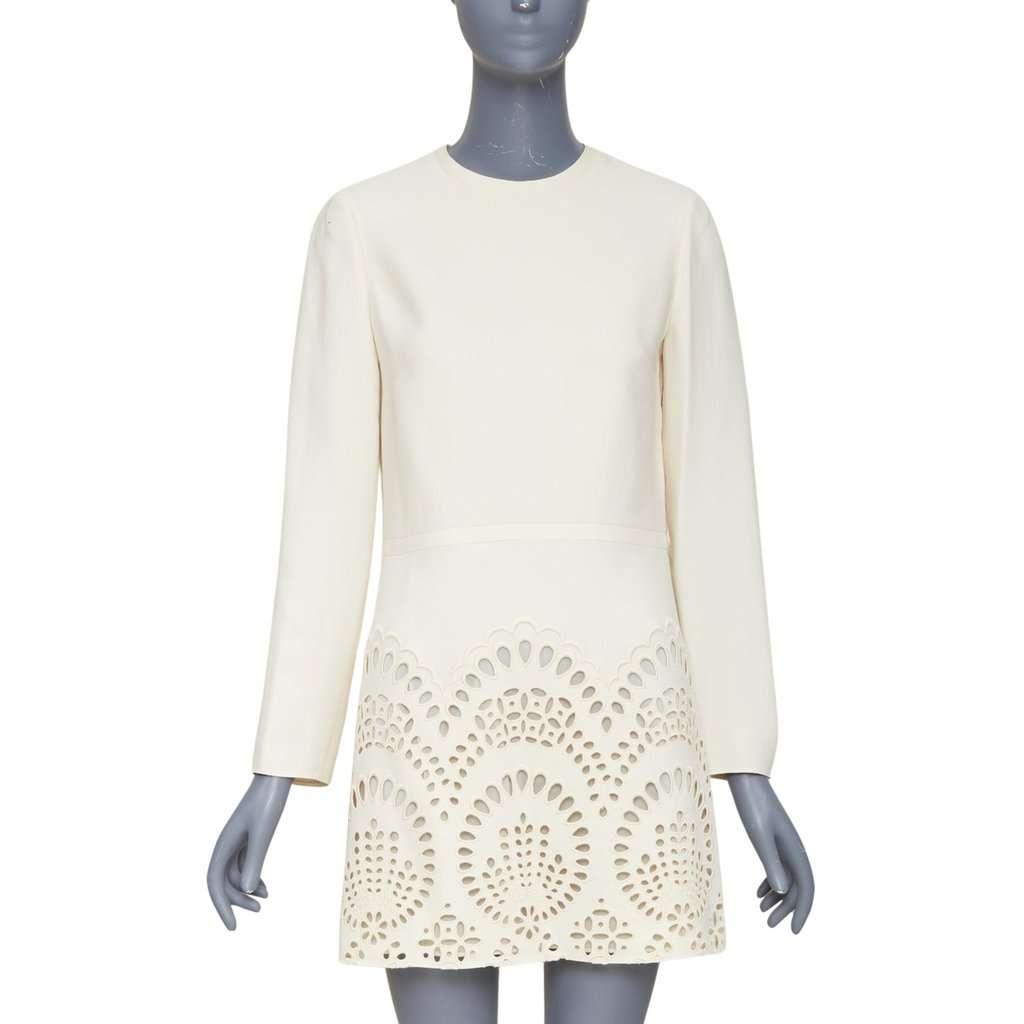 Valentino Ecru Wool Dress Beige Wool Very good condition - Front View