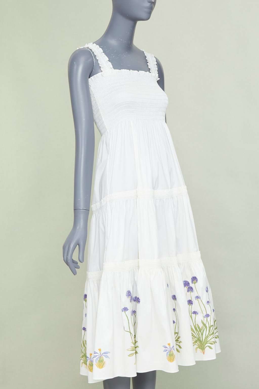 Tory Burch Embroidered Smocked Midi Beige Cotton Very good condition - Inside View