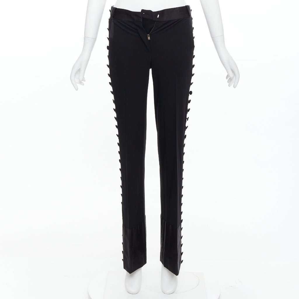 Chloé Pleat Trim Trousers Black Viscose Good condition - Front View