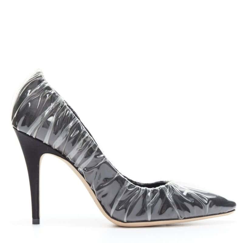 Jimmy Choo Transparent Ruche Heels Black Polyester Very good condition - Front View