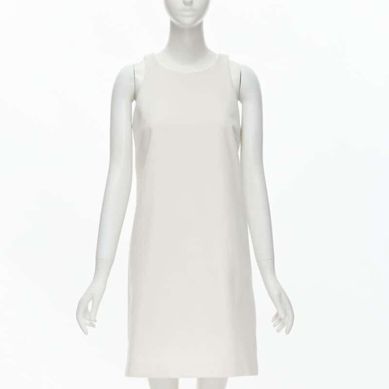 Unsigned Minimal Work Dress White Cashmere Never worn - Front View