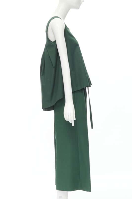 Rochas Cotton Vest Pantsuit Green Cotton Very good condition - Model View
