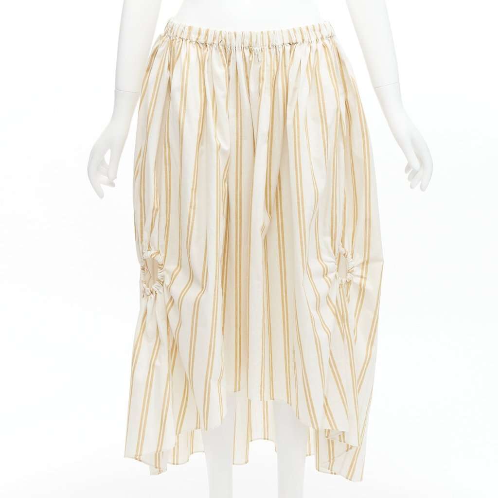 Oscar De La Renta Striped Balloon Skirt White Cotton Never worn - Inside View
