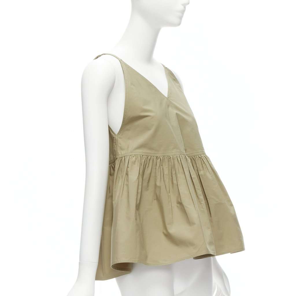 Sofie D'hoore V Neck Safari Tank Green Cotton Never worn - Model View