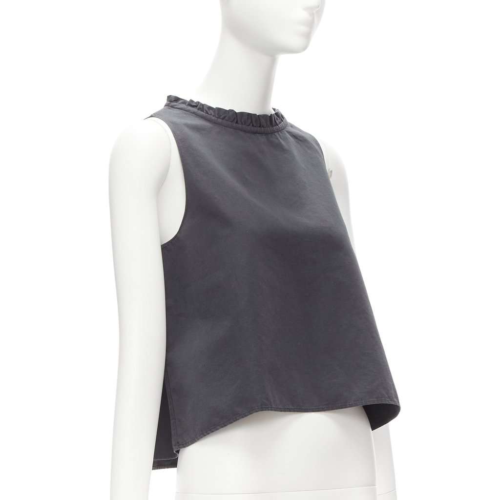 Atlantique Ascoli Ruffle Dipped Top Grey Cotton Good condition - Front View