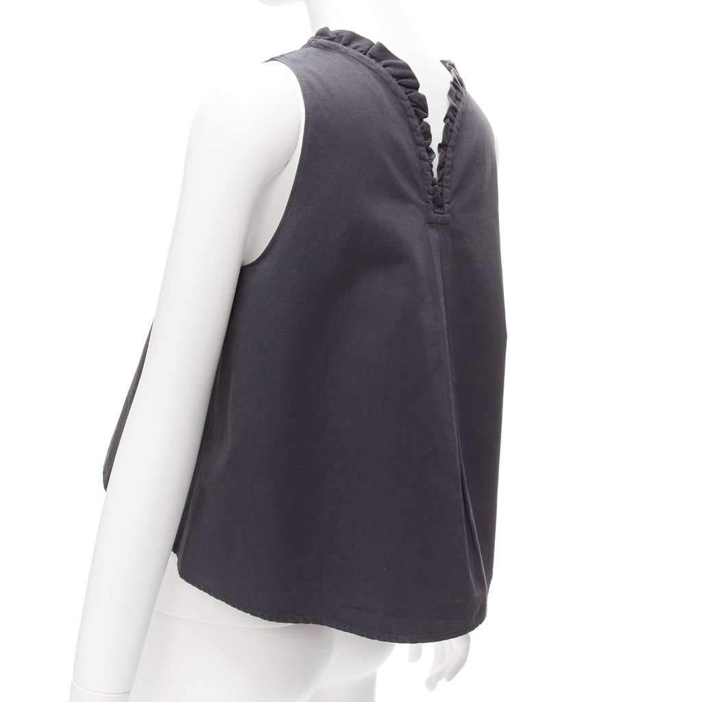 Atlantique Ascoli Ruffle Dipped Top Grey Cotton Good condition - Back View