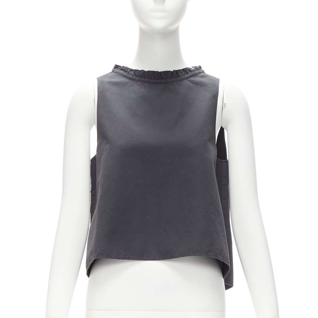 Atlantique Ascoli Ruffle Dipped Top Grey Cotton Good condition - Inside View