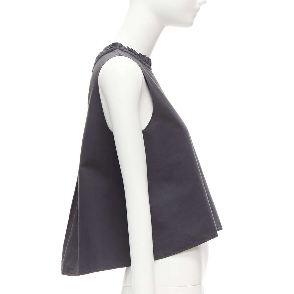 Atlantique Ascoli Ruffle Dipped Top Grey Cotton Good condition - Model View