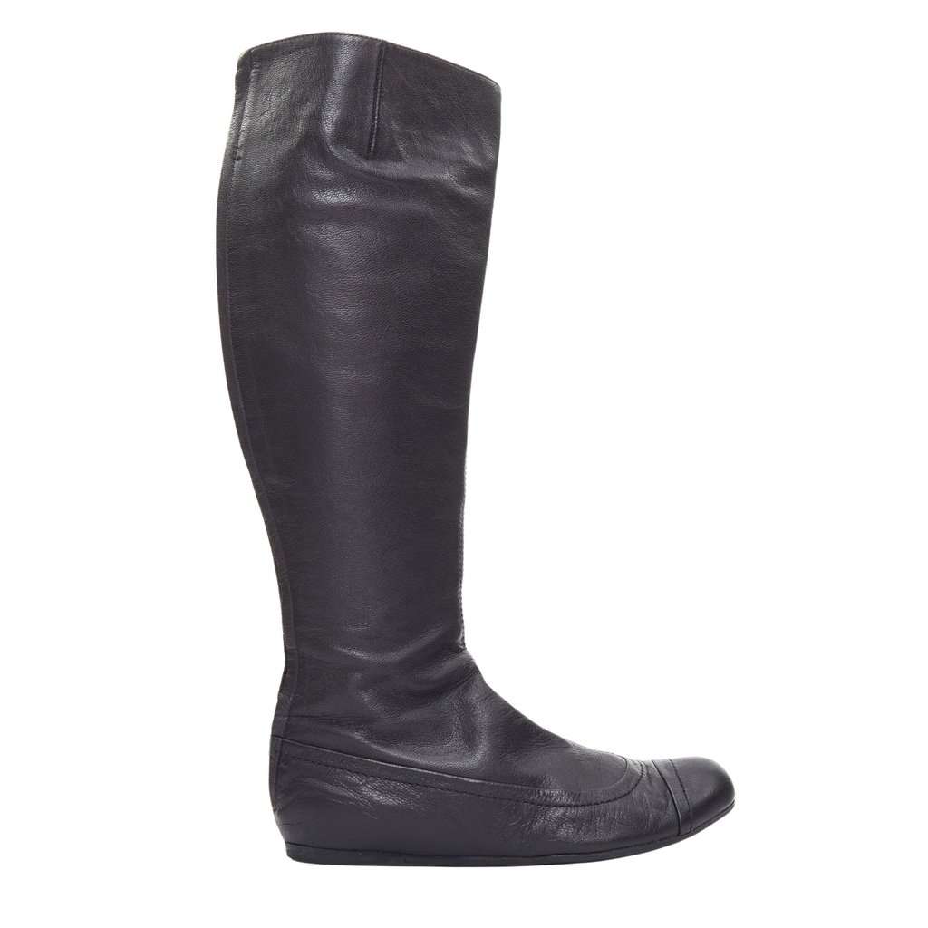 Lanvin Patent Corset Lace Boots Black Leather Very good condition - Front View