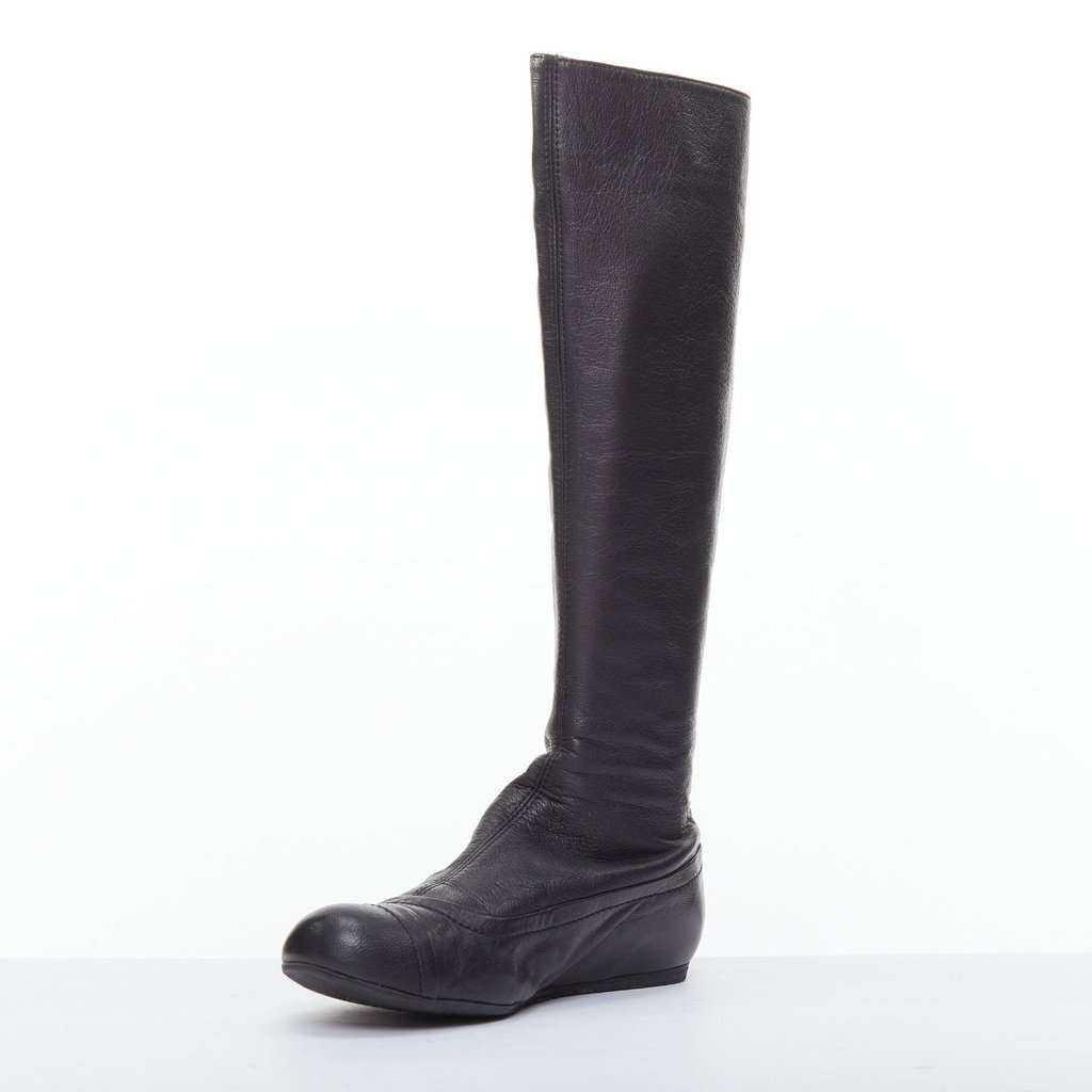 Lanvin Patent Corset Lace Boots Black Leather Very good condition - Model View
