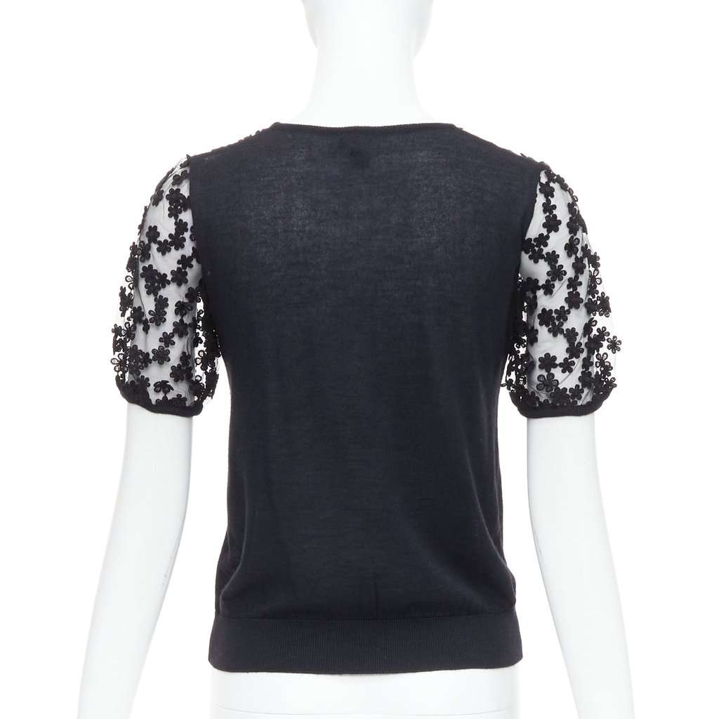 Giambattista Valli Floral Lace Sweater Black Cashmere Never worn - Box View