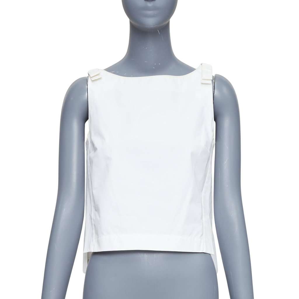 Fendi Bow Shoulder Top Beige Cotton Fair condition - Front View