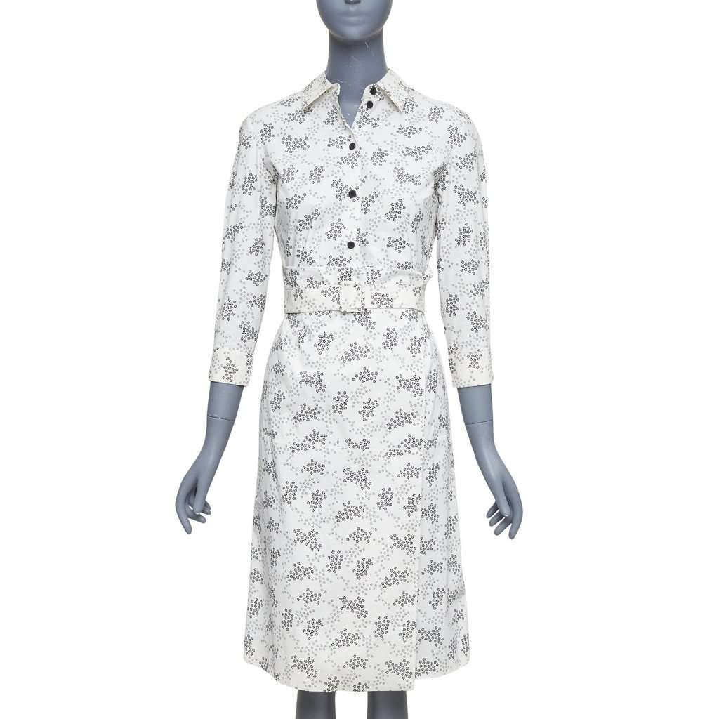 Bottega Veneta Floral Wrap Dress Beige Cotton Good condition - Front View