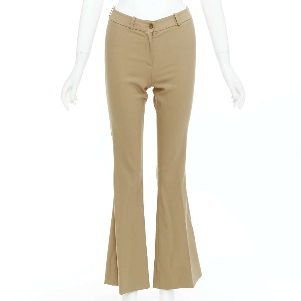 Michael Kors Wool Flared Pants Khaki Wool Very good condition - Front View