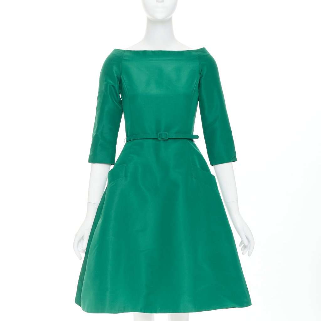 Oscar de la Renta Green Silk Dress Green Silk Very good condition - Front View