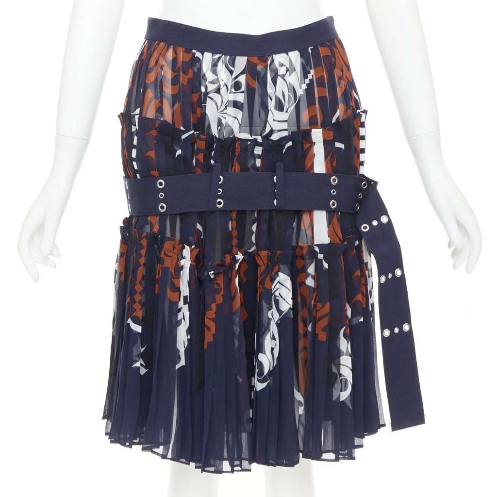 Sacai Navy Polyester Skirt Navy Polyester Very good condition - Front View