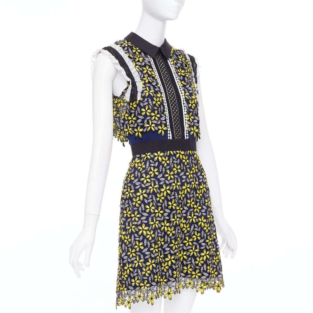 SELF-PORTRAIT Eleina Sculpted Daisy Guipure Dress Yellow Polyester Very good condition - Inside View