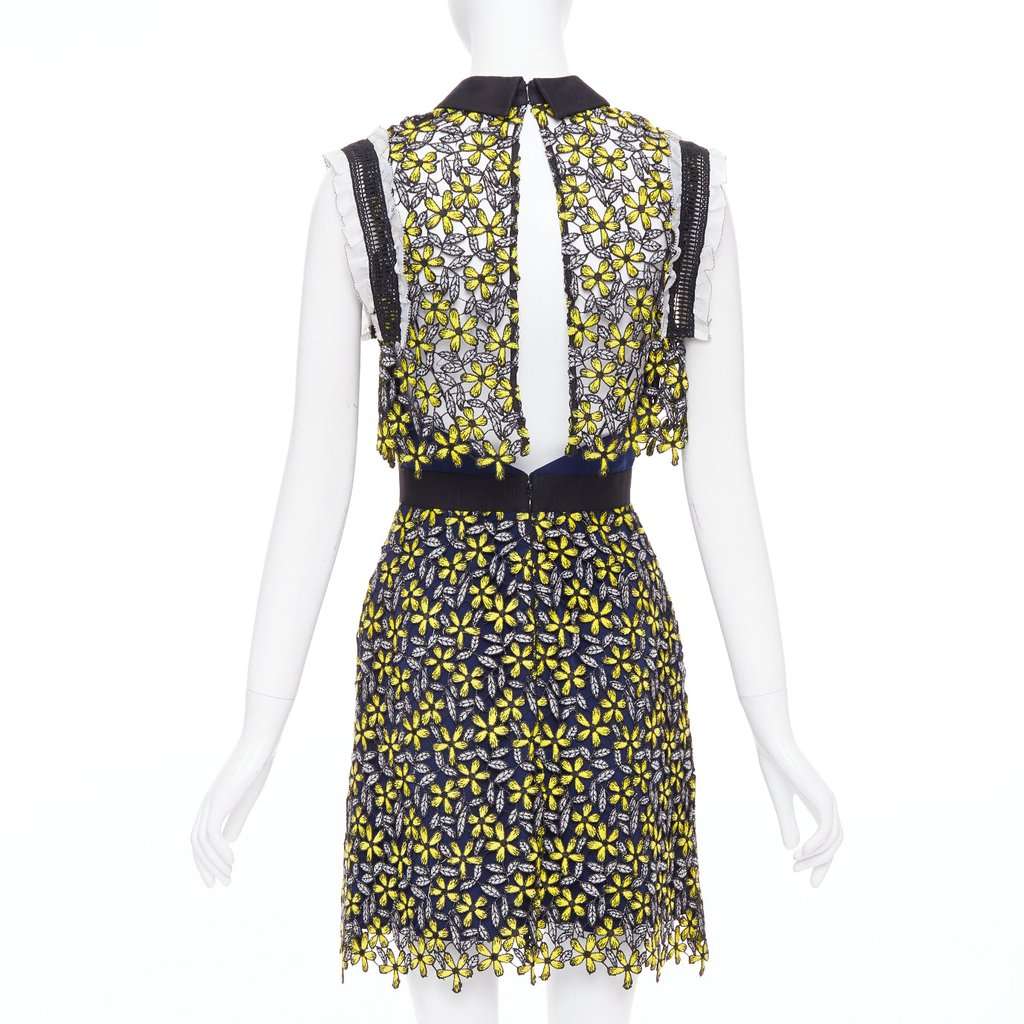 SELF-PORTRAIT Eleina Sculpted Daisy Guipure Dress Yellow Polyester Very good condition - Model View