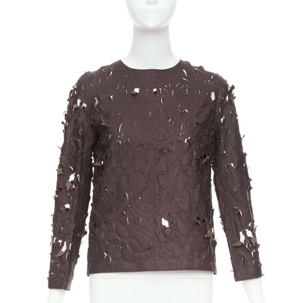 Carven Brown Leather Top Brown Leather Never worn, with tag - Front View