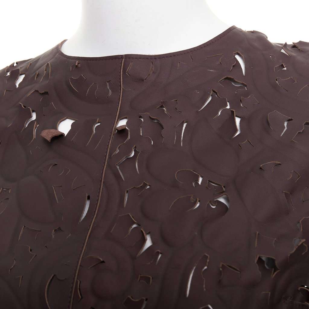 Carven Brown Leather Top Brown Leather Never worn, with tag - Back View