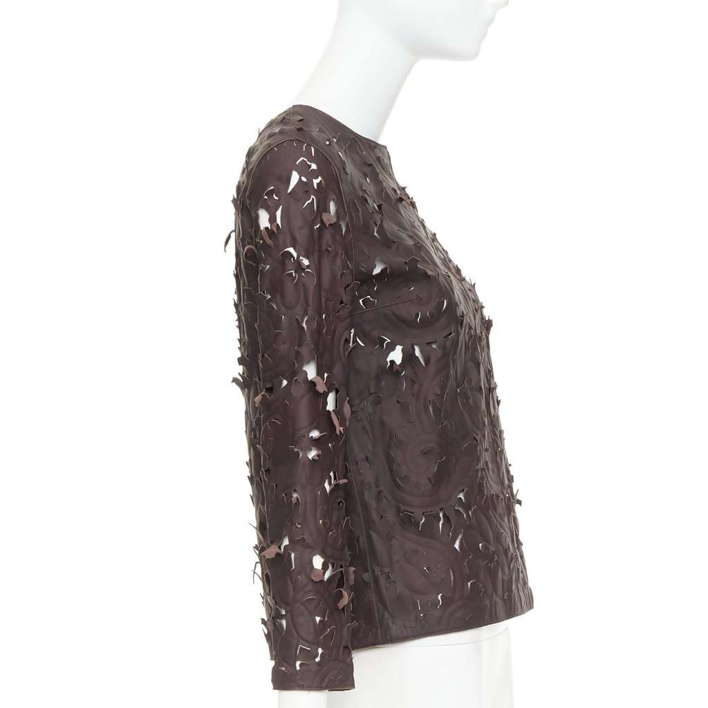 Carven Brown Leather Top Brown Leather Never worn, with tag - Model View