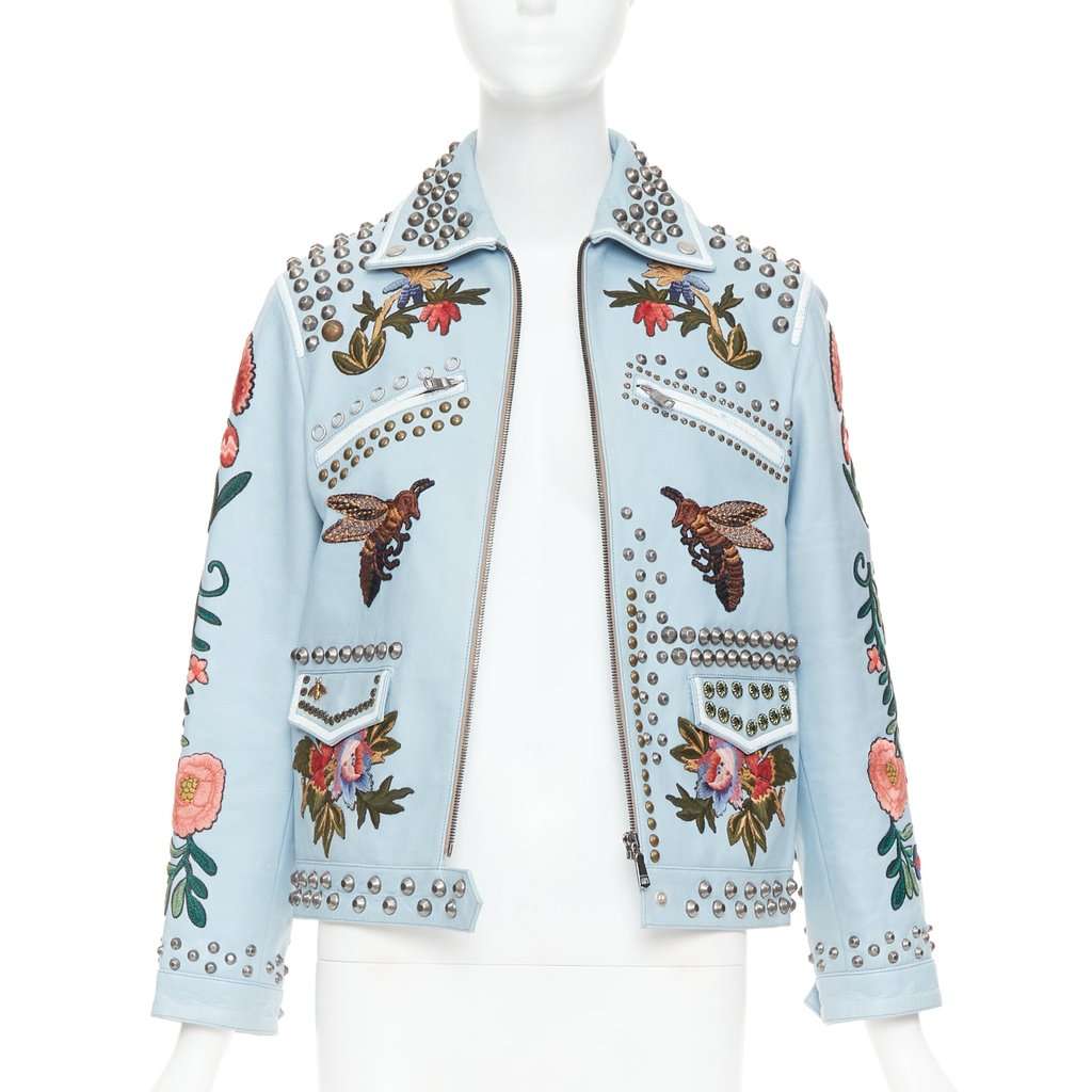 Gucci Blue Leather Leather Jacket Blue Leather Good condition - Front View