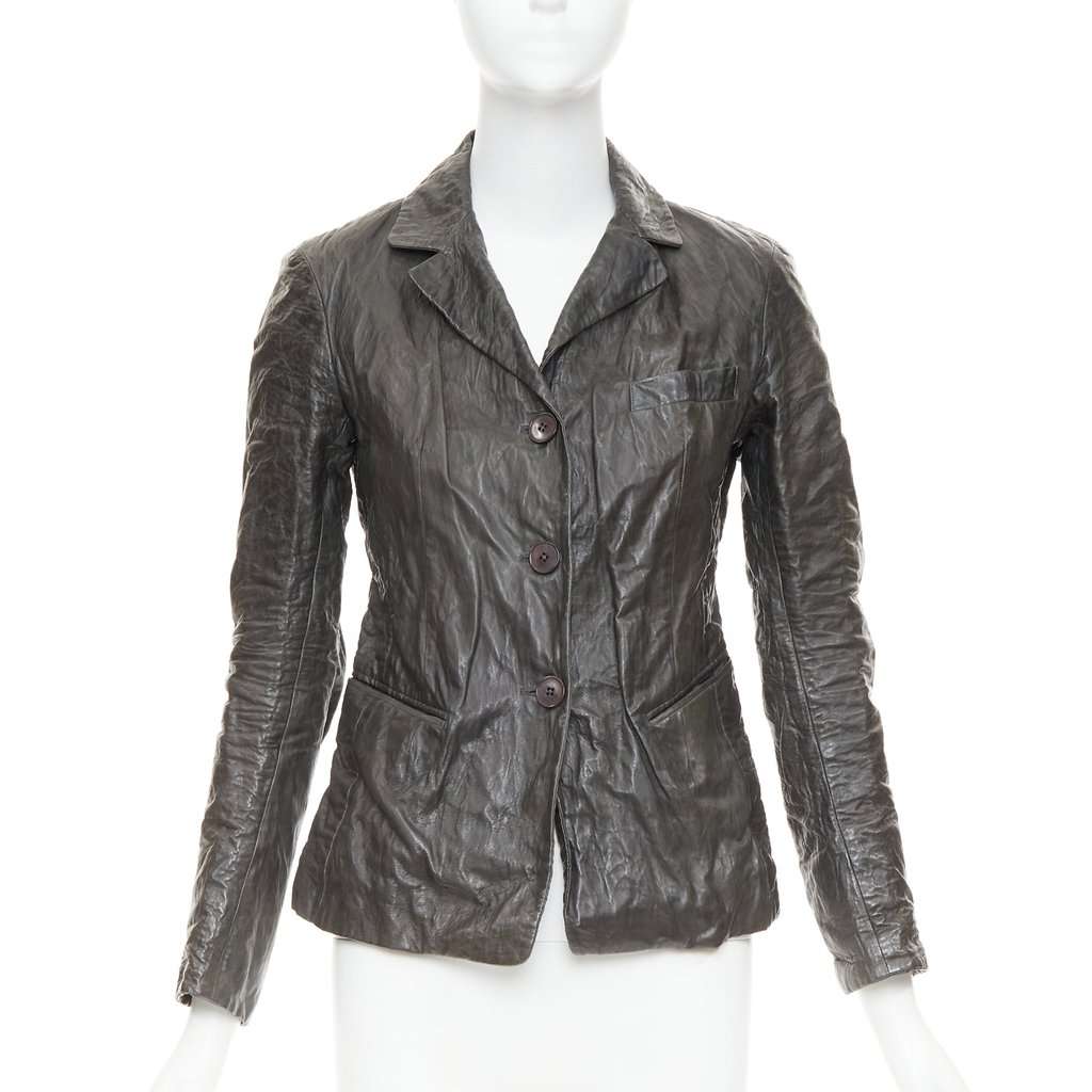 Donna Karan Brown Leather Leather Jacket Brown Leather Very good condition - Front View