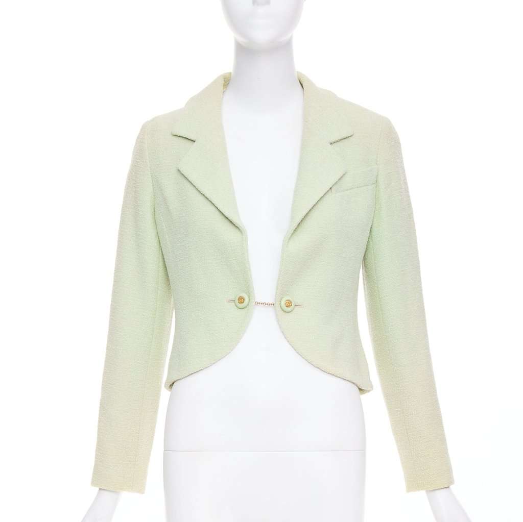 Chanel Green Tweed Jacket Green Tweed Fair condition - Front View