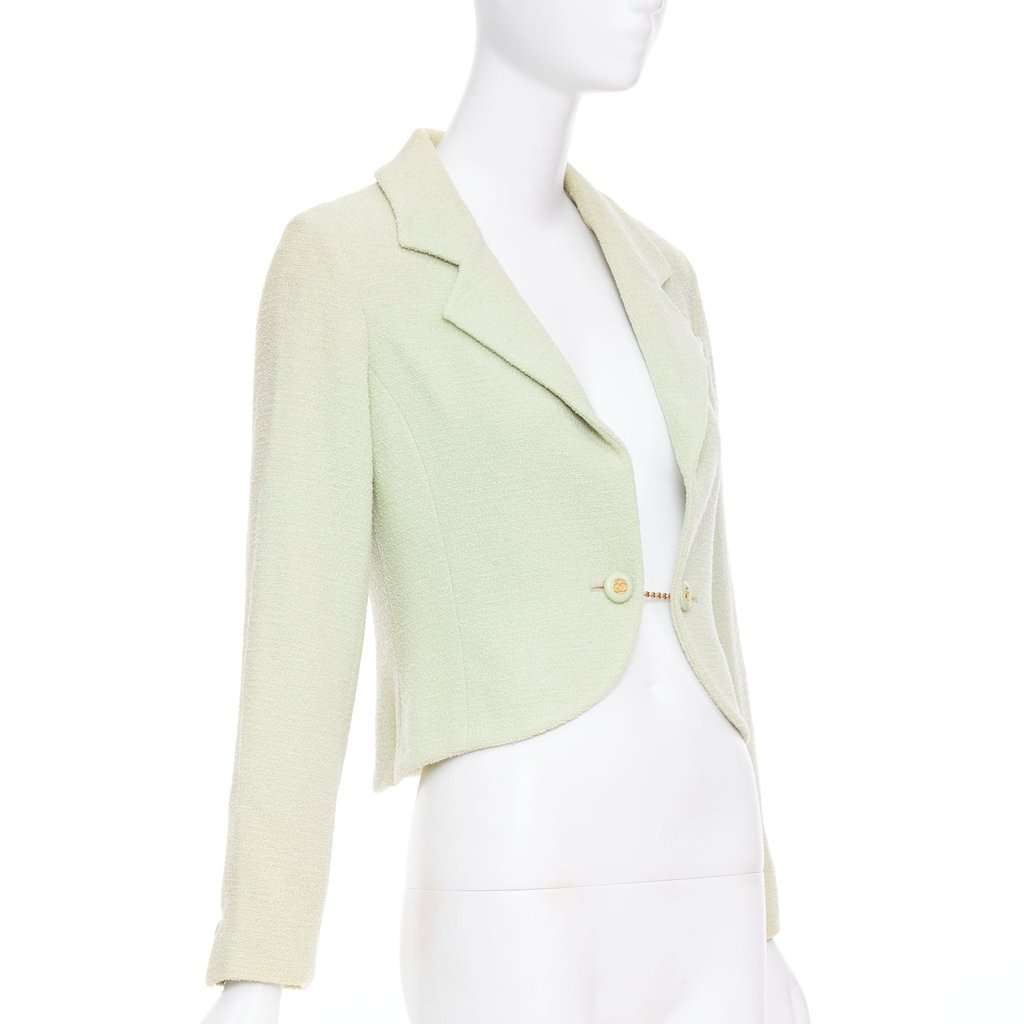 Chanel Green Tweed Jacket Green Tweed Fair condition - Inside View