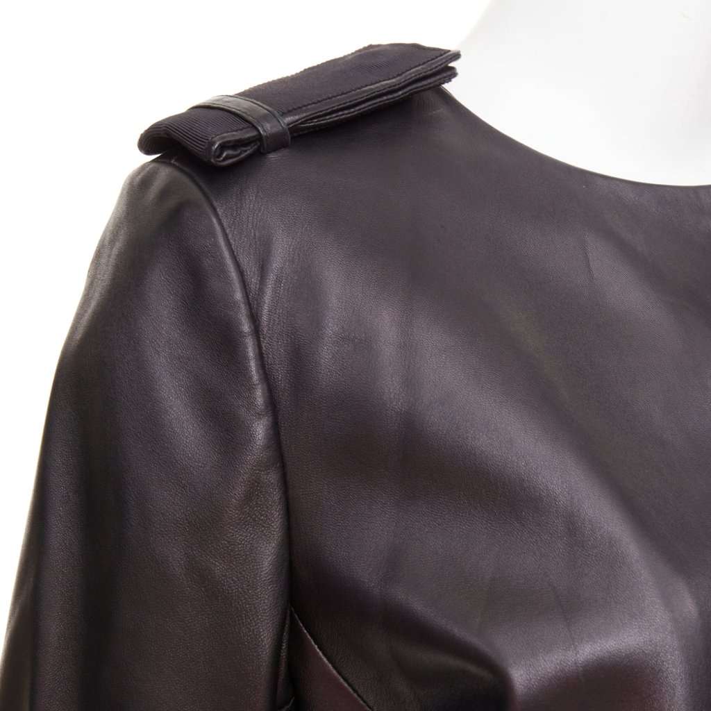 Prada Black Leather Leather Jacket Black Leather Fair condition - Back View