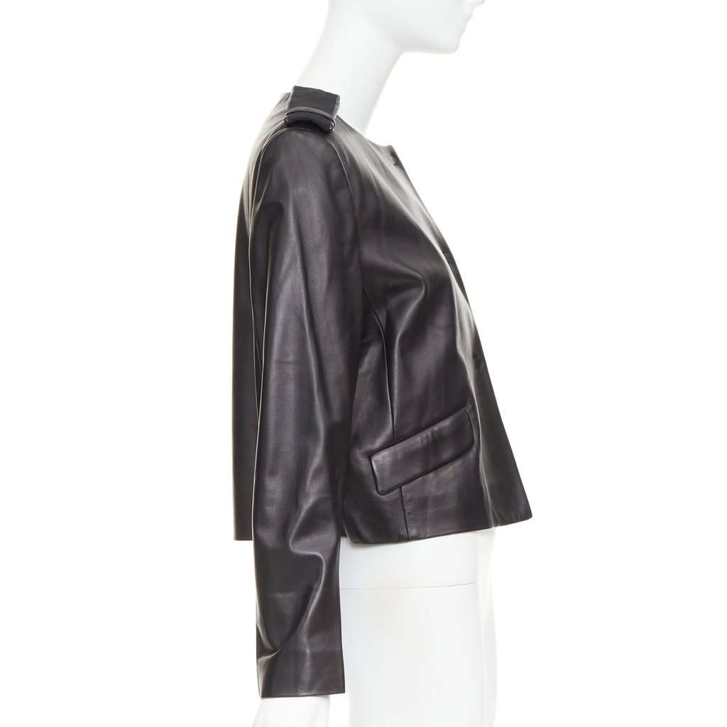 Prada Black Leather Leather Jacket Black Leather Fair condition - Model View