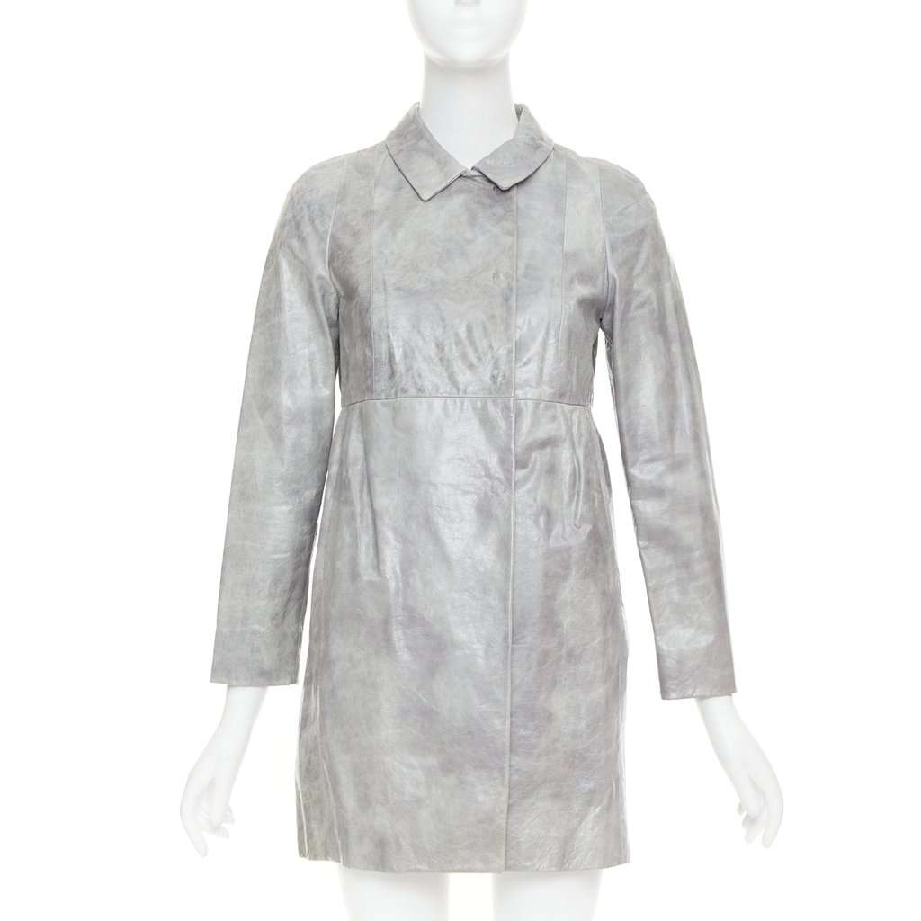 Miu Miu Grey Leather Leather Jacket Grey Leather Very good condition - Front View