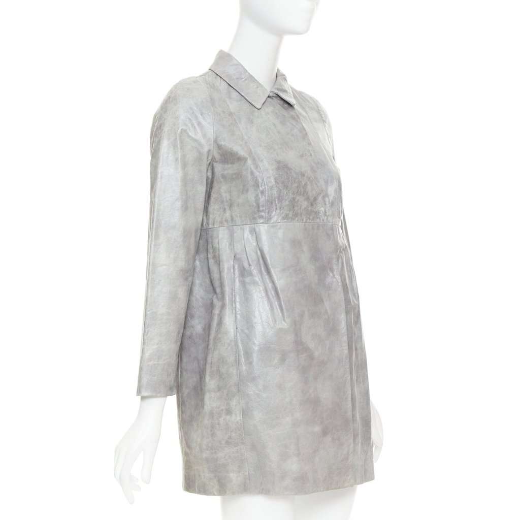 Miu Miu Grey Leather Leather Jacket Grey Leather Very good condition - Model View