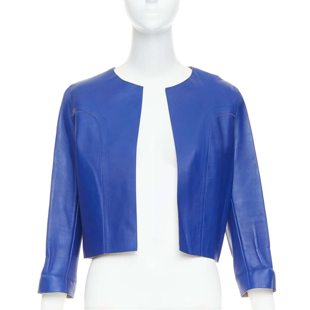 Marni Blue Leather Leather Jacket Blue Leather Good condition - Front View