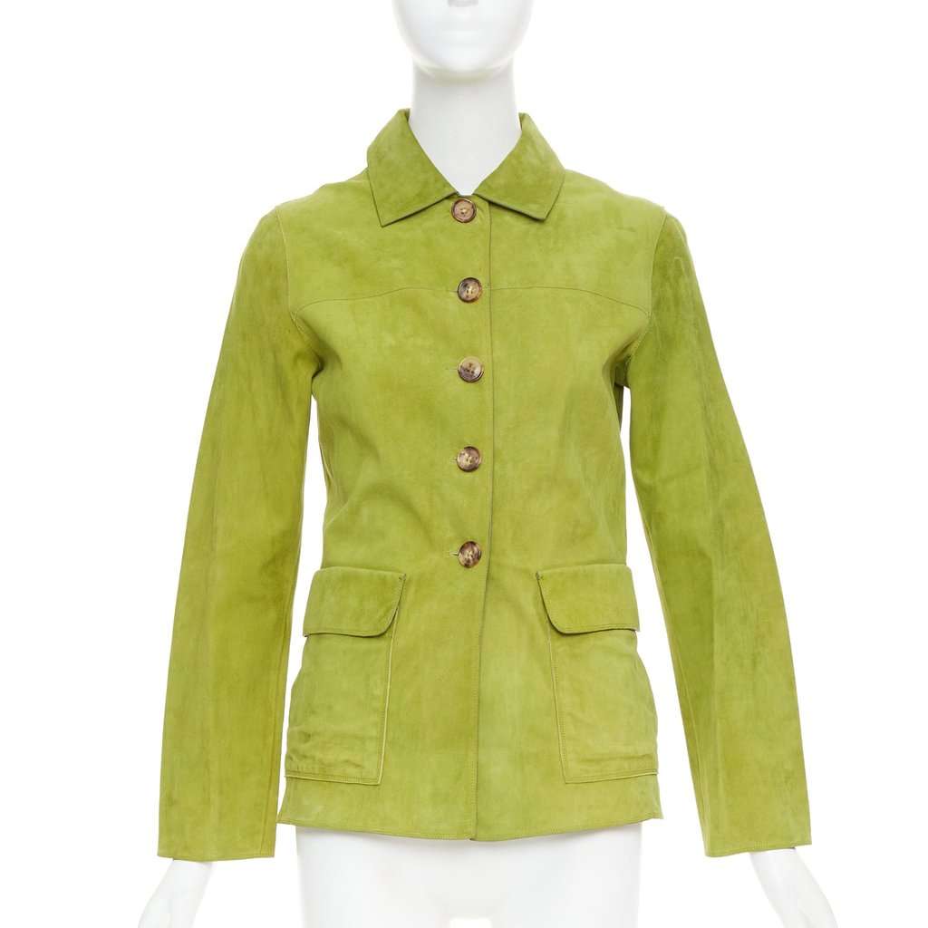 Loro Piana Green Suede Leather Jacket Green Suede Fair condition - Front View