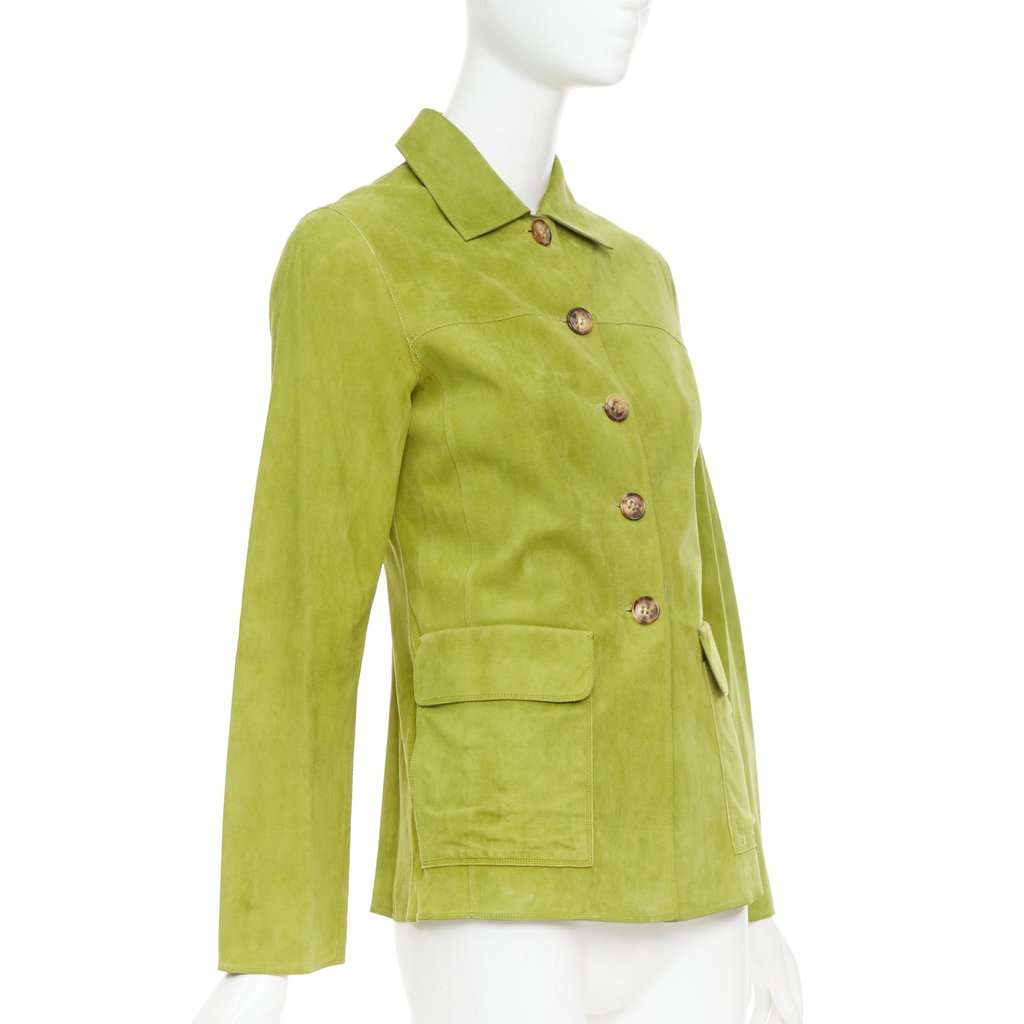 Loro Piana Green Suede Leather Jacket Green Suede Fair condition - Model View