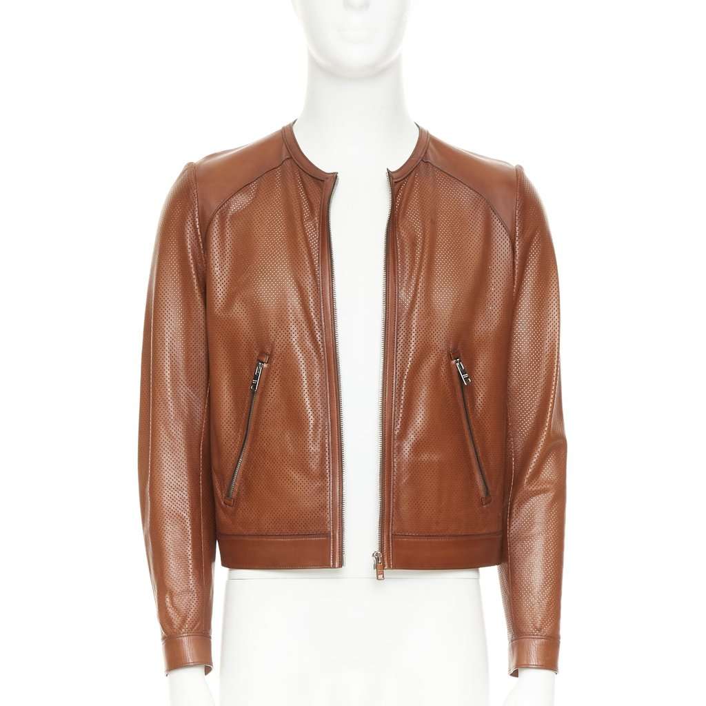 Prada Brown Leather Coat Brown Leather Good condition - Front View