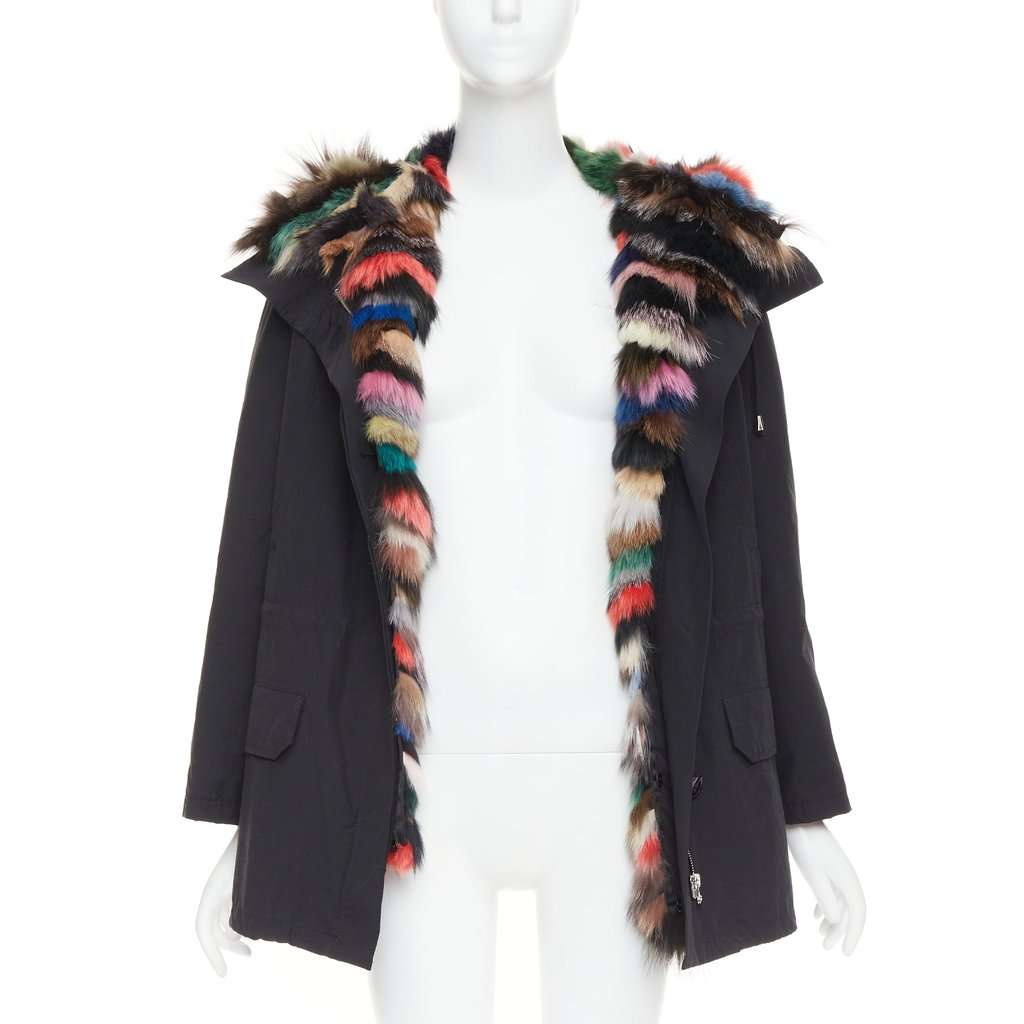 Unsigned Black Cotton Coat Black Cotton Very good condition - Front View
