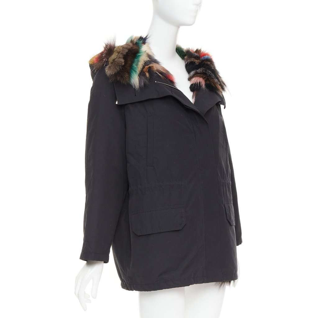 Unsigned Black Cotton Coat Black Cotton Very good condition - Model View