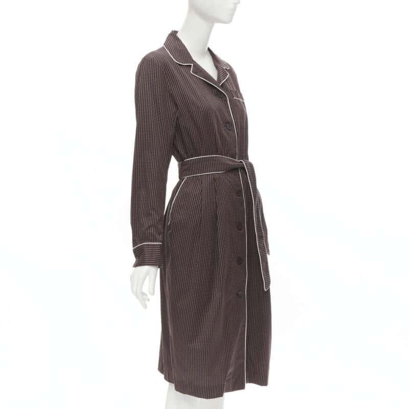 Dries Van Noten Pyjama Robe Dress Burgundy Cotton Never worn, with tag - Inside View
